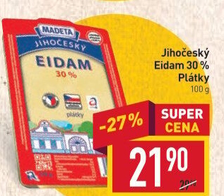 Sýr Eidam Jihočeský 30% Madeta