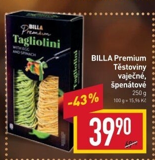 Těstoviny Premium Billa