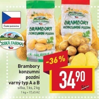 Brambory konzumní pozdní Česká farma