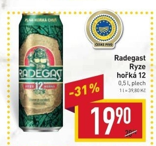Pivo světlý ležák 12° Ryze hořká Radegast