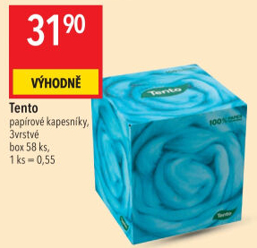 Papírové kapesníčky 3vrstvé Tento - box