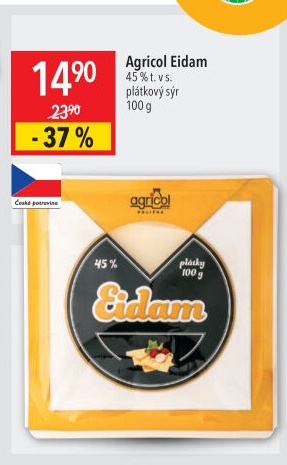 Sýr Eidam 45% Agricol