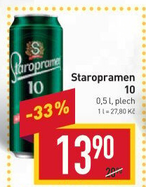 Pivo světlé výčepní 10° Staropramen