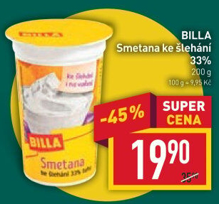 Smetana ke šlehání Billa 33%