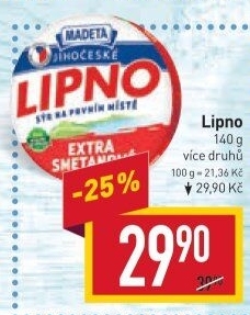 Tavený sýr Jihočeské Lipno Madeta