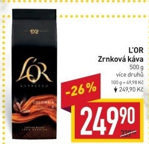 Zrnkové kávy L'