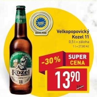 Pivo ležák 11° Velkopopovický Kozel
