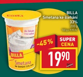Smetana ke šlehání Billa 33%