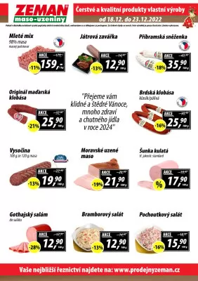 akční leták ZEMAN maso - uzeniny 18.12.2023-23.12.2023