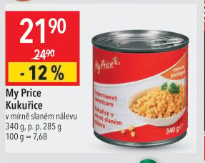 Kukuřice sterilovaná My Price