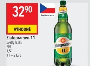 Pivo světlý ležák 11° Zlatopramen