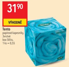 Papírové kapesníčky 3vrstvé Tento - box