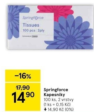 Papírové kapesníčky 2vrstvé Springforce - box