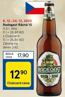 Pivo světlé výčepní Rázná 10° Radegast