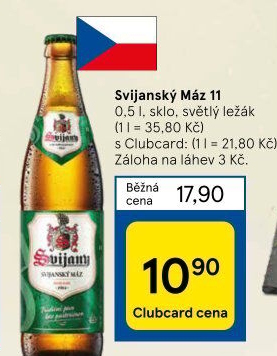 Pivo světlý ležák 11° Svijanský Máz Svijany