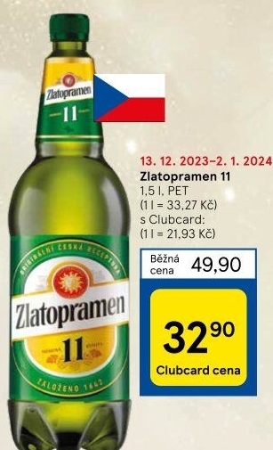 Pivo světlý ležák 11° Zlatopramen