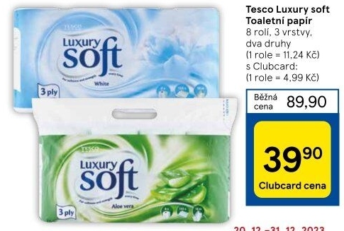 Toaletní papír 3vrstvý Luxury Tesco