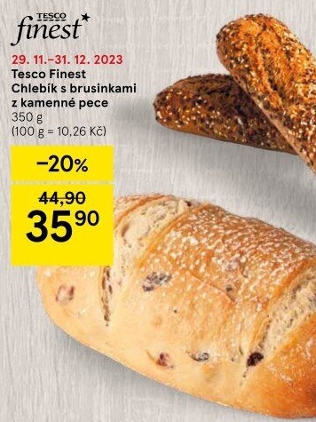 Chlebík s brusinkami Tesco Finest