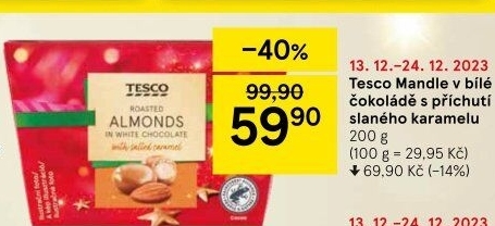 Mandle v čokoládě Tesco