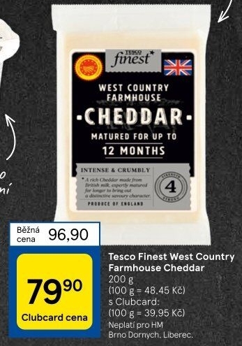 Sýr Cheddar West Country Farmhouse Tesco Finest