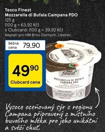 Sýr Mozzarella di Bufala Tesco Finest