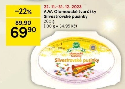 Sýr tvarůžky olomoucké silvestrovské pusinky A.W.