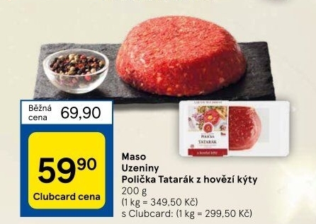 Tatarský biftek z hovězí kýty Maso uzeniny Polička