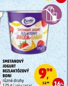Jogurt smetanový ochucený bez laktózy Boni