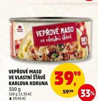 Maso vepřové ve vlastní šťávě Karlova Koruna