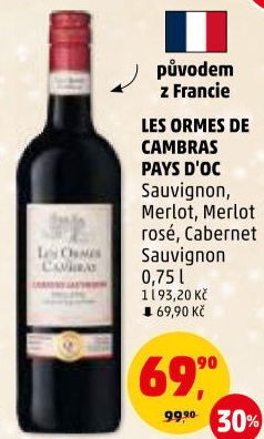 Víno Sauvignon blanc Les Ormes de Cambras