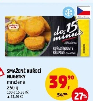 Nugetky kuřecí smažené mražené Vodňanské kuře