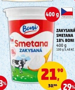 Smetana zakysaná Boni 18%