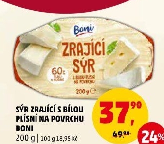 Sýr zrající s bílou plísní na povrchu Boni