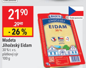 Sýr Eidam Jihočeský 30% Madeta