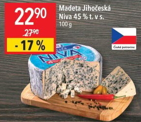 Sýr Niva Jihočeská 45% Madeta