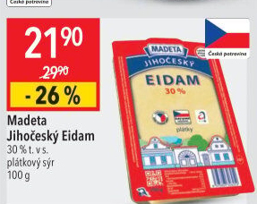 Sýr Eidam Jihočeský 30% Madeta