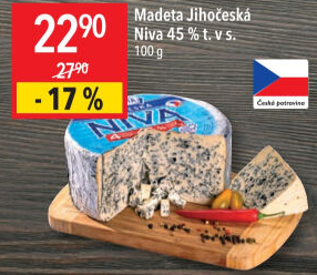 Sýr Niva Jihočeská 45% Madeta