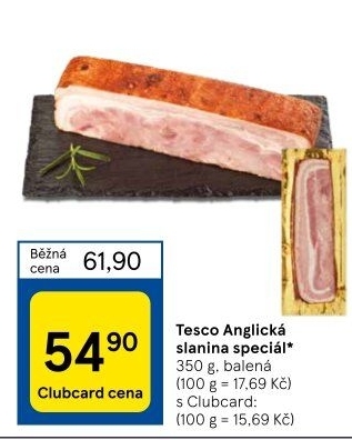 Anglická slanina speciál Tesco