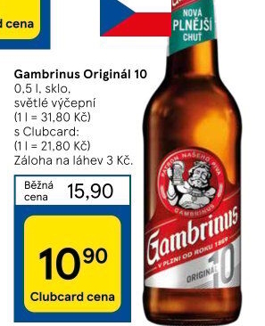 Pivo světlé výčepní Originál 10° Gambrinus