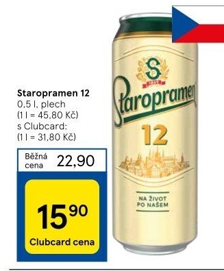 Pivo světlý ležák 12° Staropramen