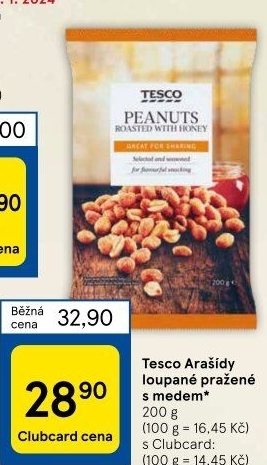 Pražené arašídy Tesco