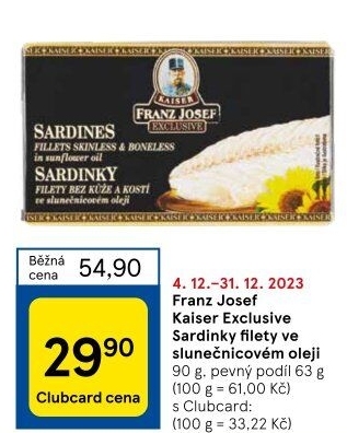 Sardinky filety v oleji Exclusive Franz Josef Kaiser