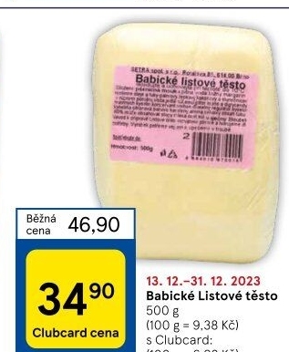 Těsto listové babické Šetra