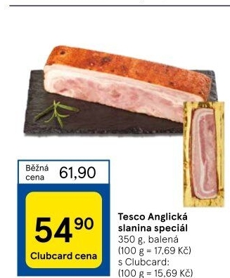 Anglická slanina speciál Tesco