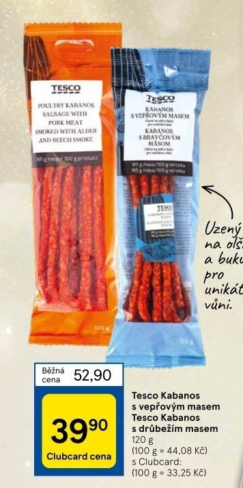 Kabanos s drůbežím masem Tesco