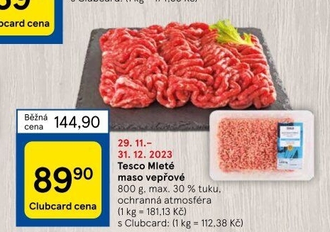 Maso mleté vepřové Tesco