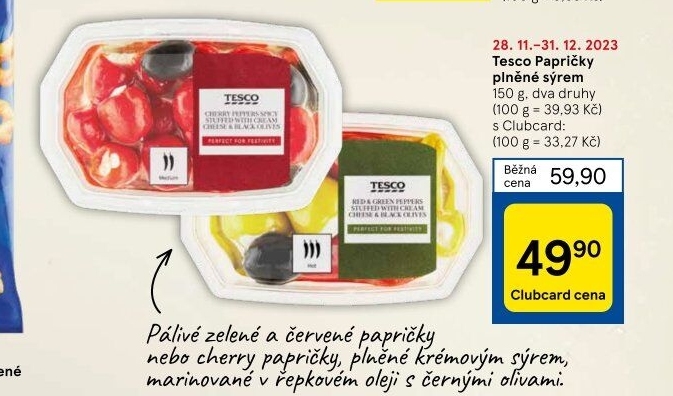 Papričky plněné sýrem Tesco
