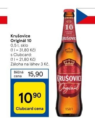Pivo světlé výčepní Originál Královská 10° Krušovice