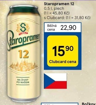 Pivo světlý ležák 12° Staropramen