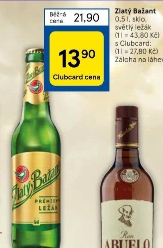 Pivo světlý ležák 12° Zlatý Bažant